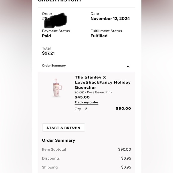 LoveShackFancy x Stanley Rosa Beaux Pink 20oz Tumbler - Picture 2 of 2